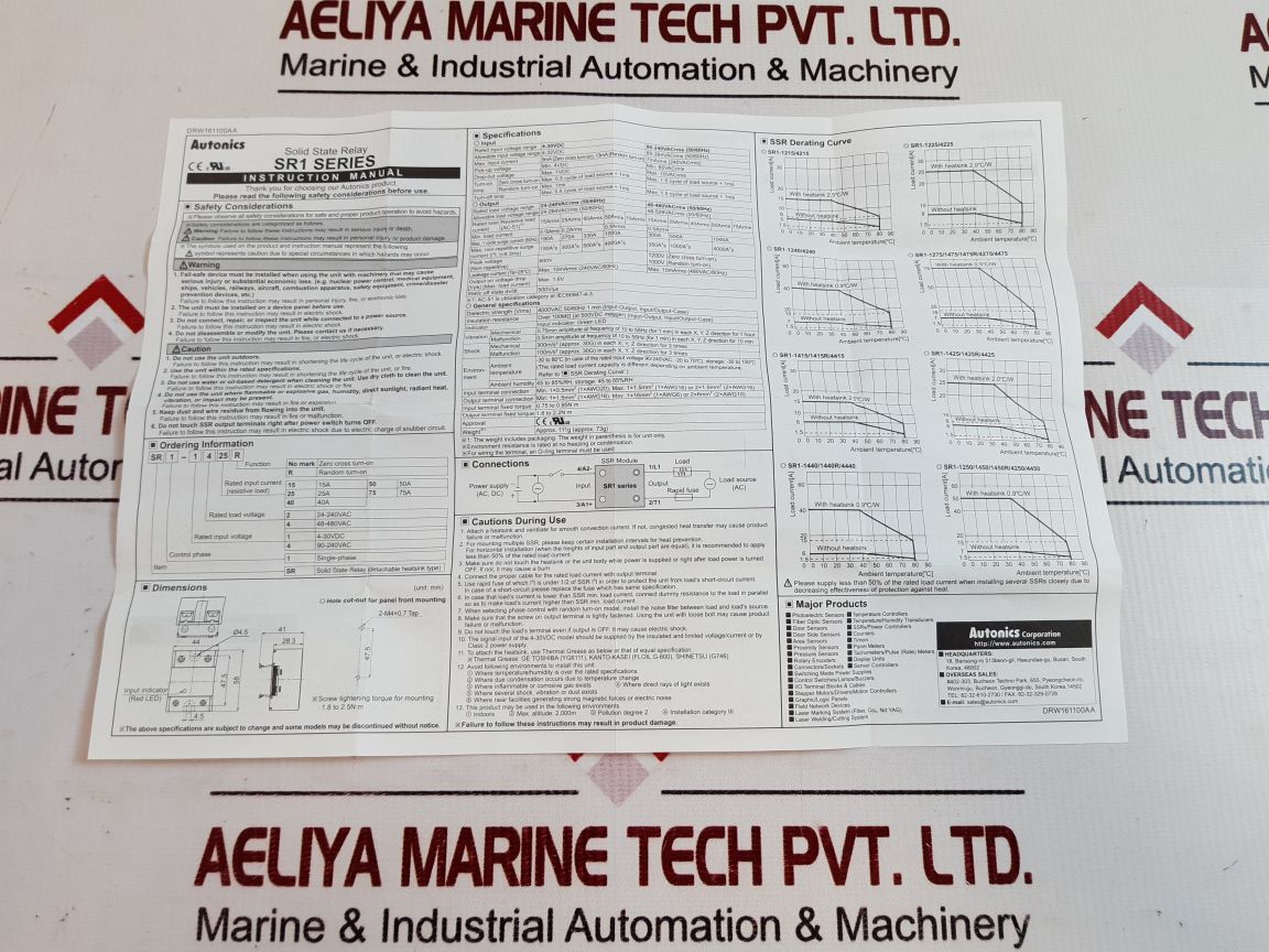 Autonics Sr1-1275 Solid State Relay Sr1 Series
