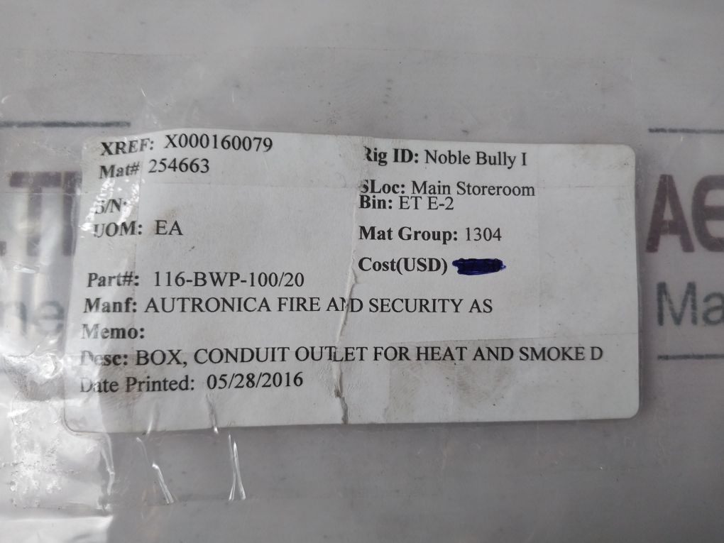 Autronica 116-bwp-100/20 Conduit Box