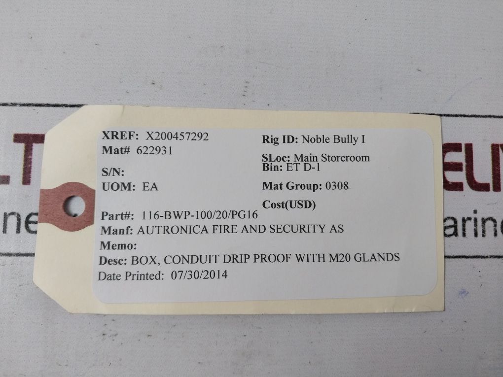 Autronica 116-bwp-100/20/Pg16 Conduit Box