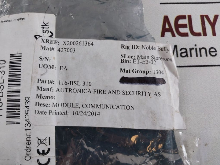 Autronica Bsl-310 Communication Module 07.13.064.059