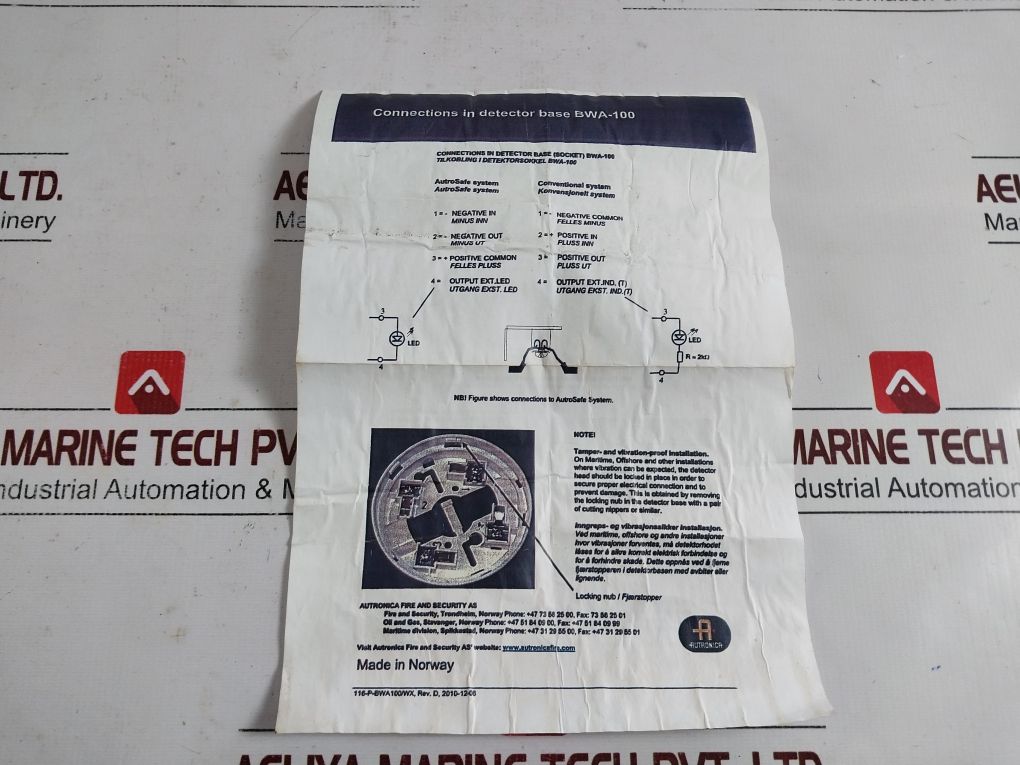 Autronica Bwa-100 Gas Detector Base