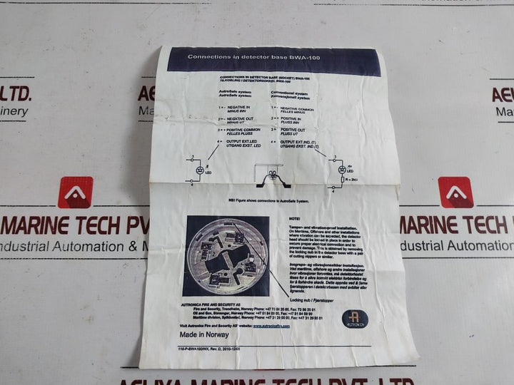 Autronica Bwa-100 Gas Detector Base