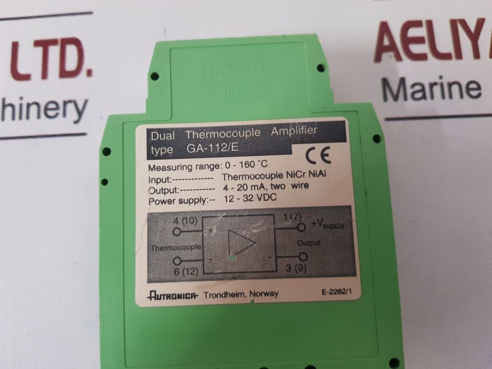 Autronica Ga-112/E Dual Thermocouple Amplifier Measuring Range 0-160°C