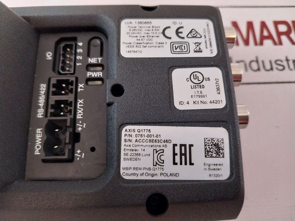 Axis Q1775 Network Ip Security Camera 0751-001-01 