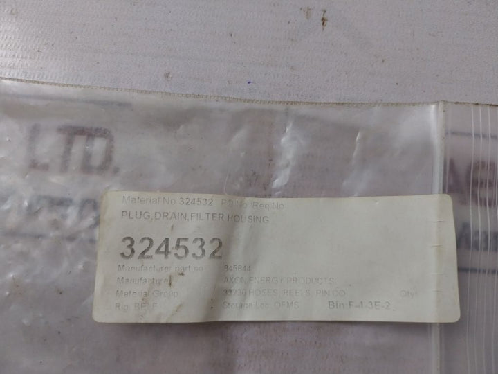 Axon 324532 Drain Plug Filter Housing 845844