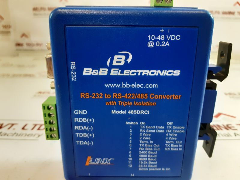 B&B 485Drci Rs-232 To Rs-422485 Converter With Triple Isolation
