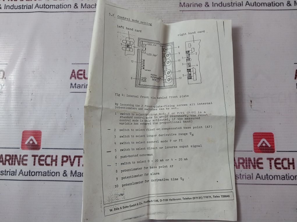 Baelz Wbs 2296 Temperature Controller 