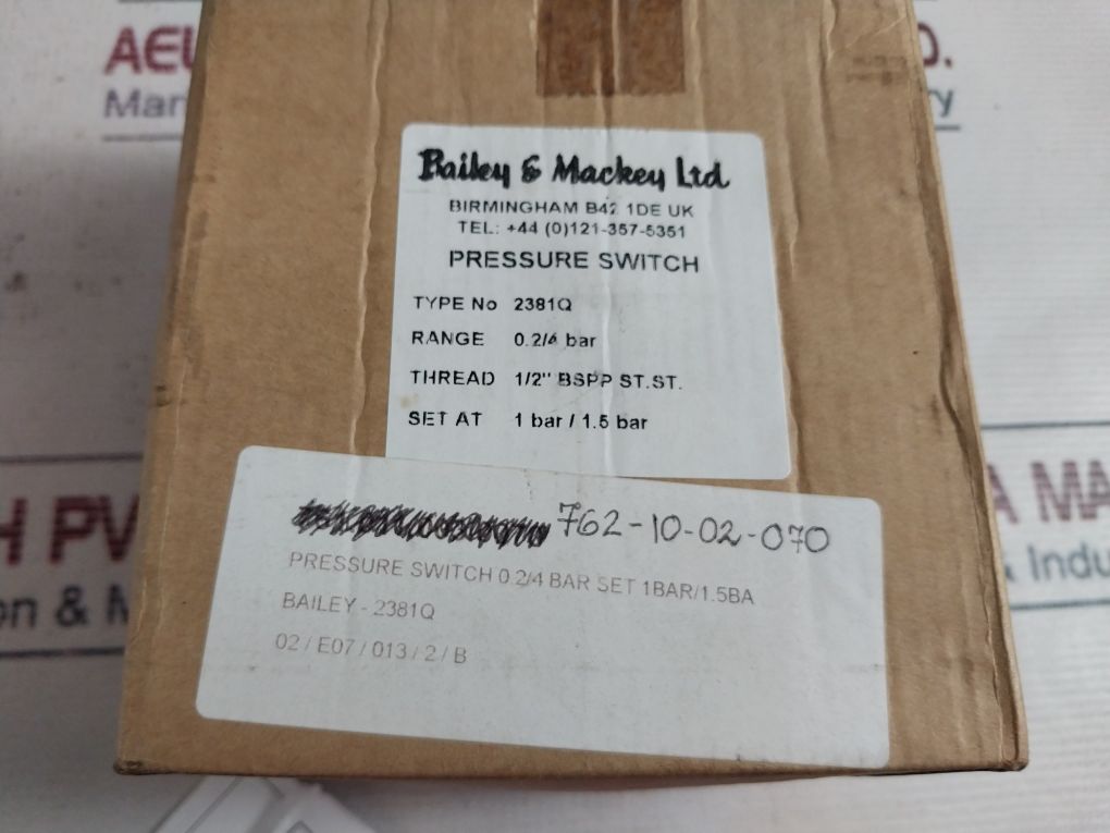 Bailey & Mackey 2381Q Pressure Switch 0.2-4 Bar