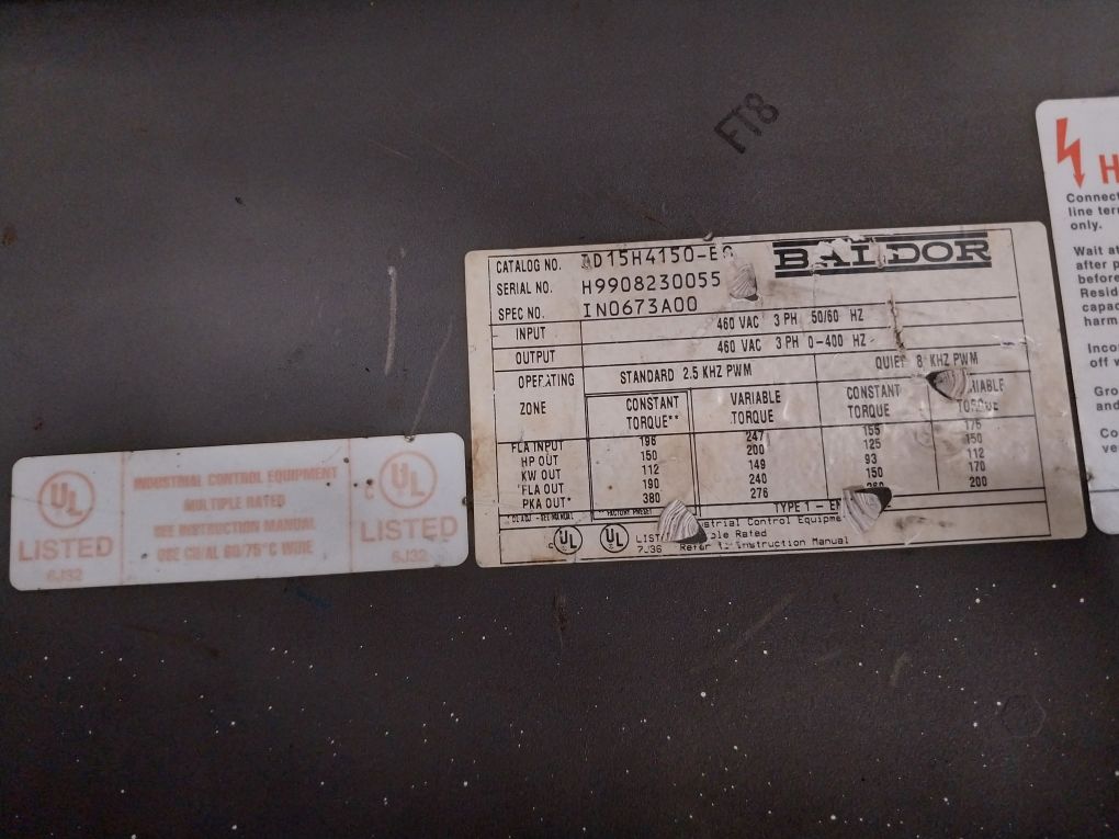 Baldor Sweodrive Id5H4150-e0 Adjustable Speed Drive