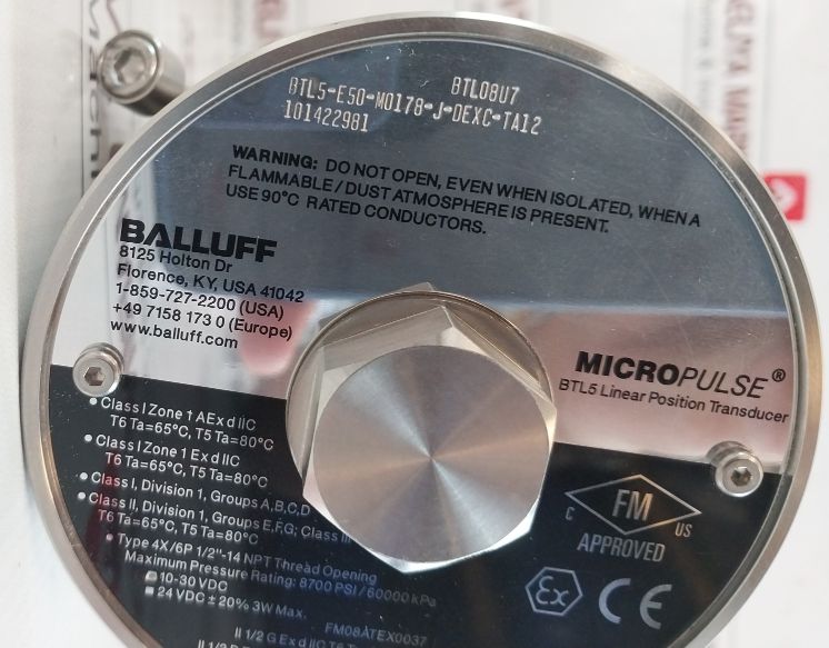 Balluff Btl5-e50-m0178-j-dexc-ta12 Linear Position Transducer