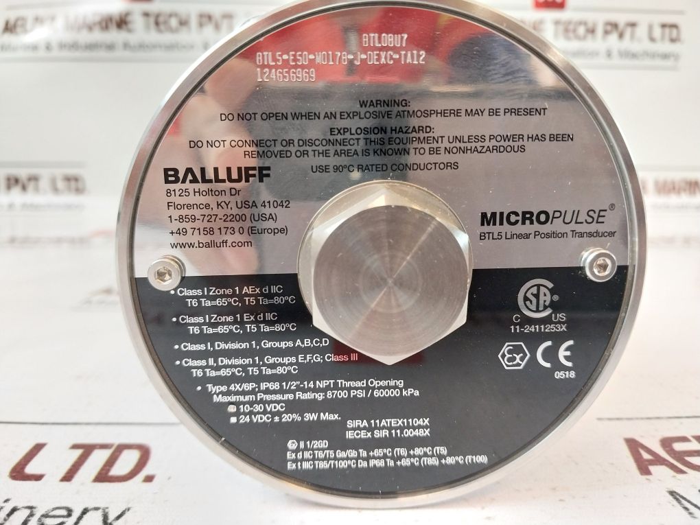 Balluff Micropulse Btl5-e50-m0178-j-dexc-ta12 Linear Position Transducer