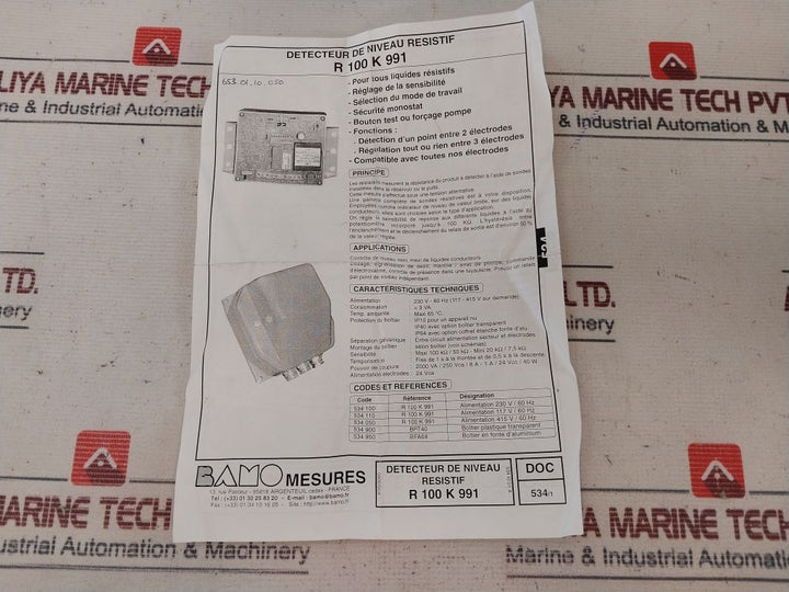 Bamo R 100 K 991 Resistive Level Detector