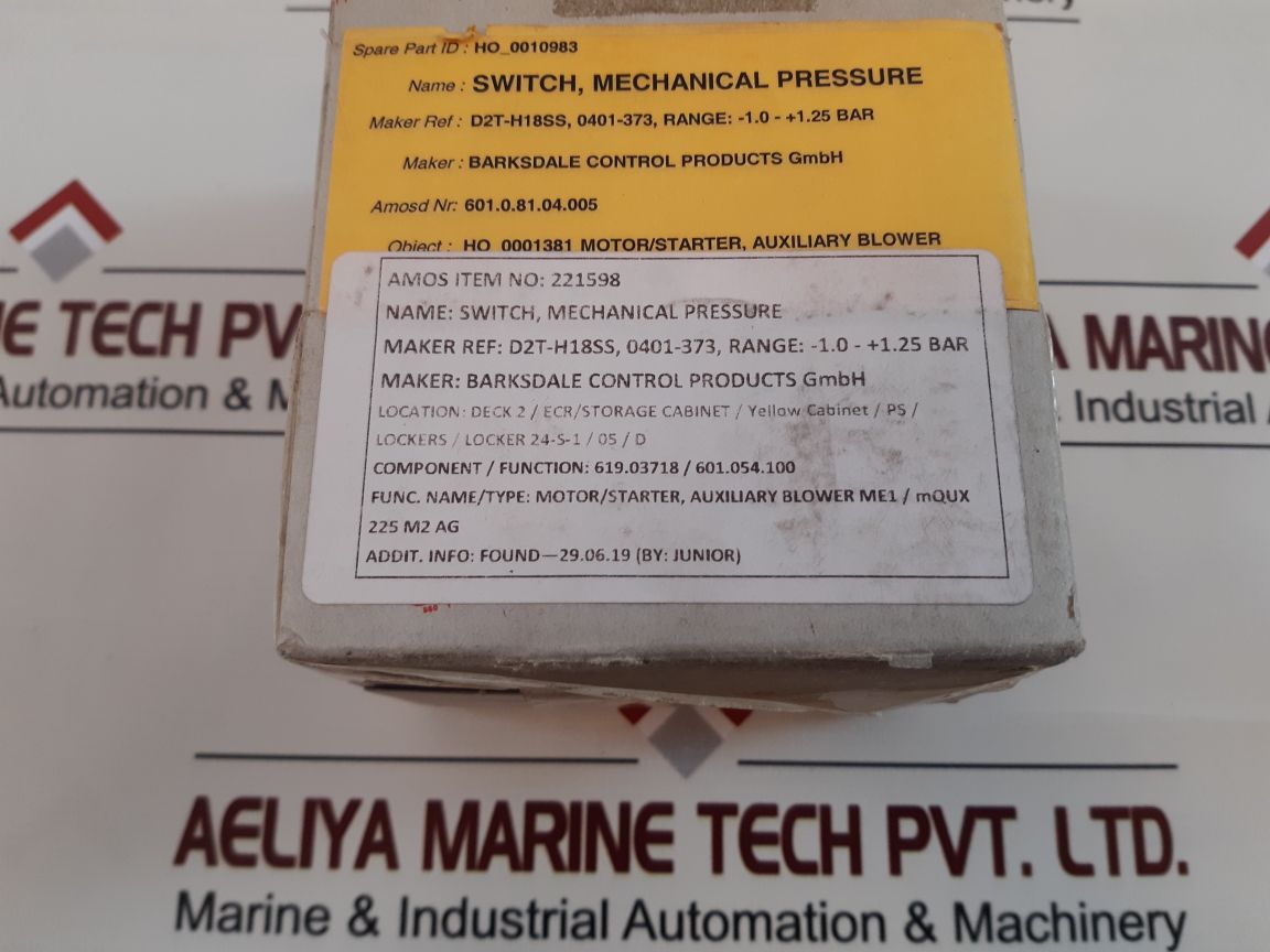 Barksdale D2T-h18Ss Pressure Switch 0401-373
