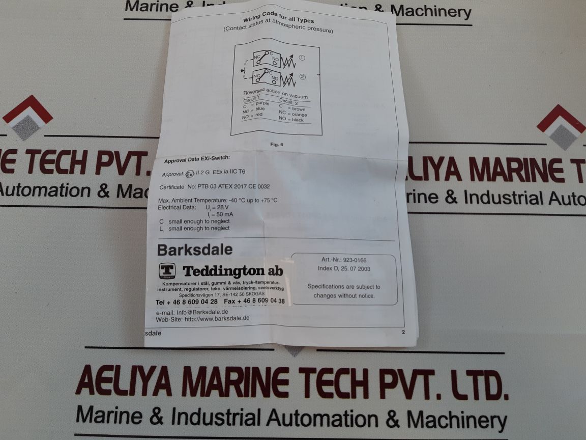 Barksdale D2T-h18Ss Pressure Switch 0401-373
