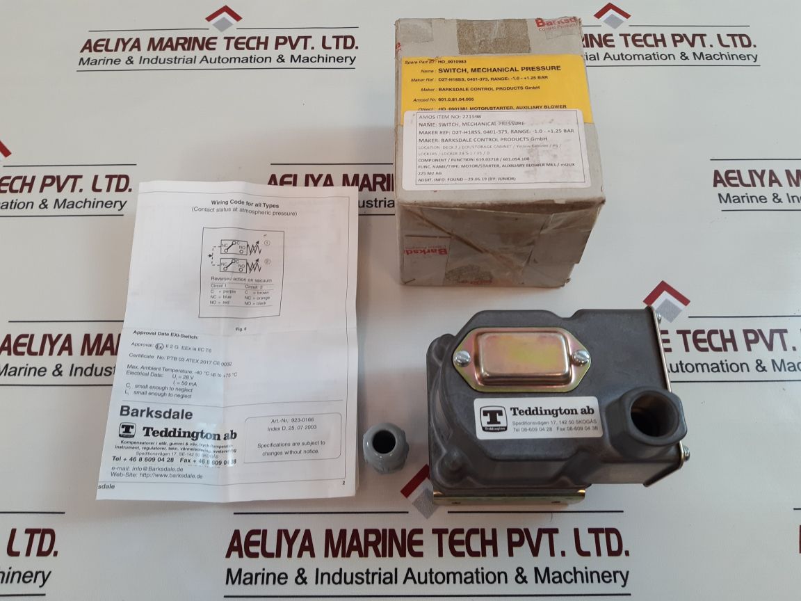Barksdale D2T-h18Ss Pressure Switch 0401-373

