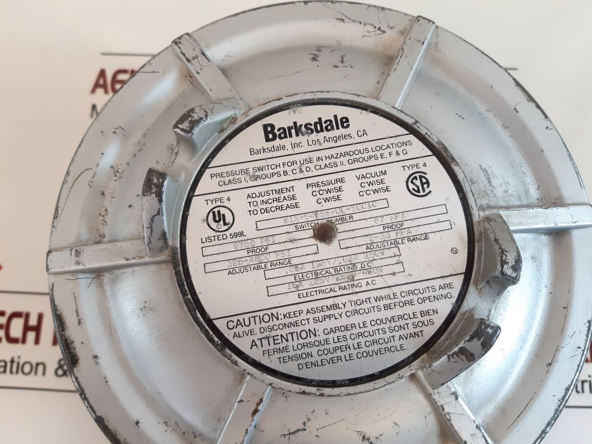 Barksdale B1X-s48Ss-ul-s0010 Pressure Switch
