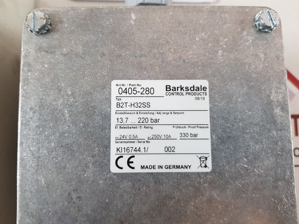 Barksdale B2T-h32Ss Pressure Switch