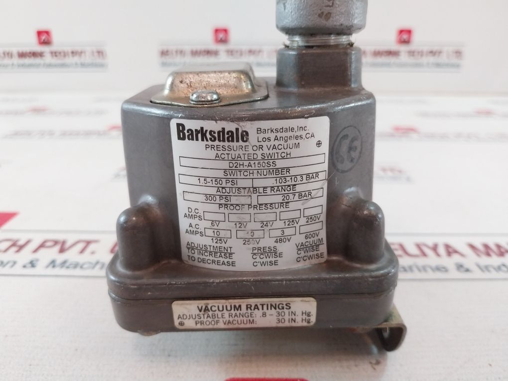 Barksdale D2H-a150Ss Pressure Or Vacuum Actuated Switch