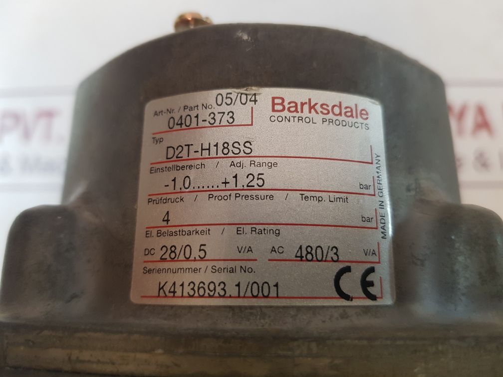 Barksdale d2t-h18ss pressure switch