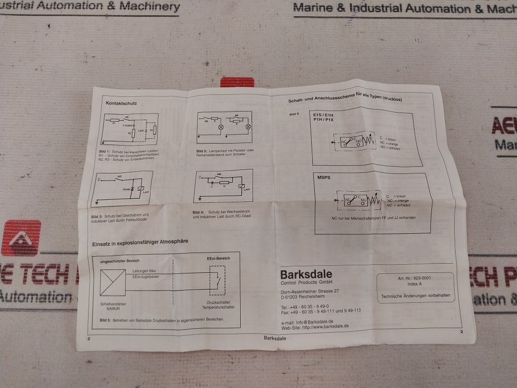 Barksdale P1H-b340-lv Pressure Switch