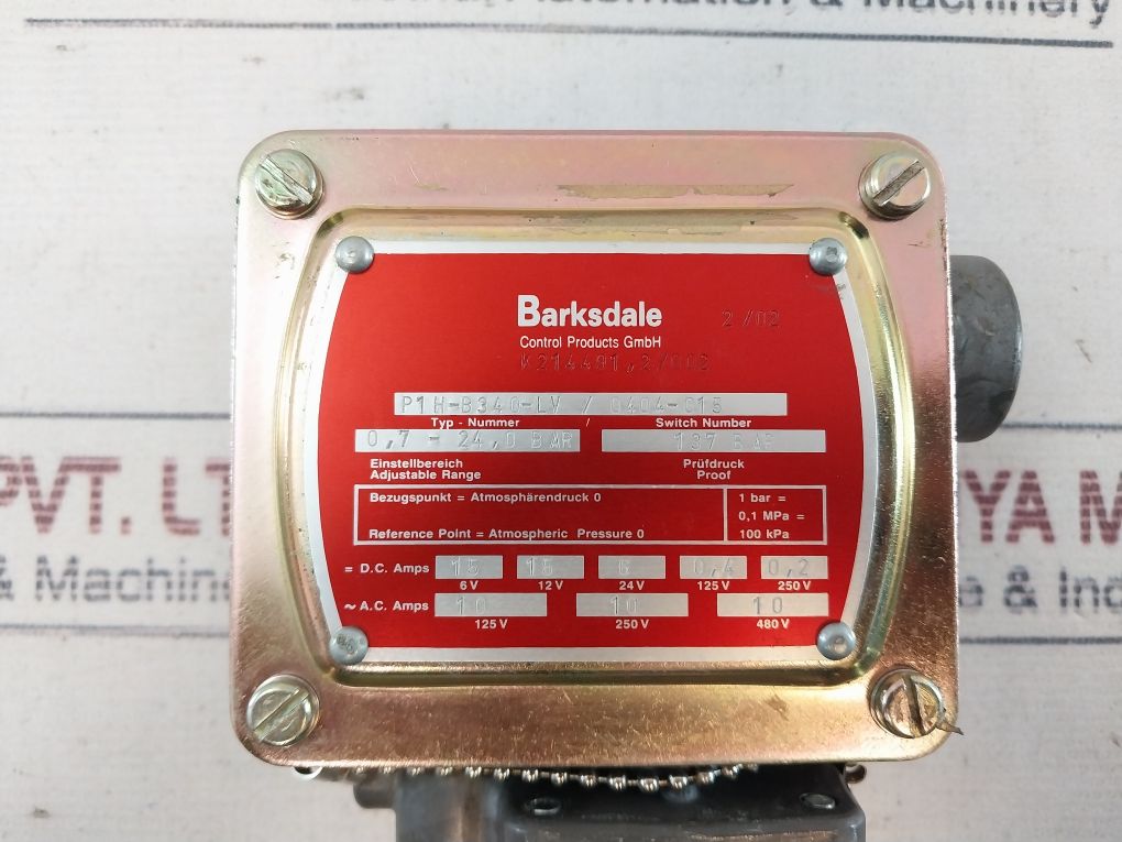 Barksdale P1H-b340-lv Pressure Switch