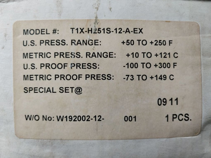 Barksdale T1X-h251S-12-a-ex Temperature Switch