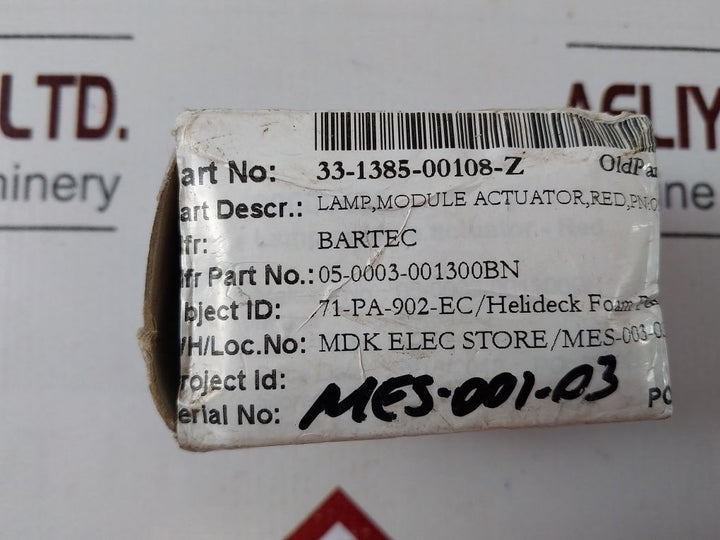 Bartec 05-0003-00 13/00 Red Lamp Lens