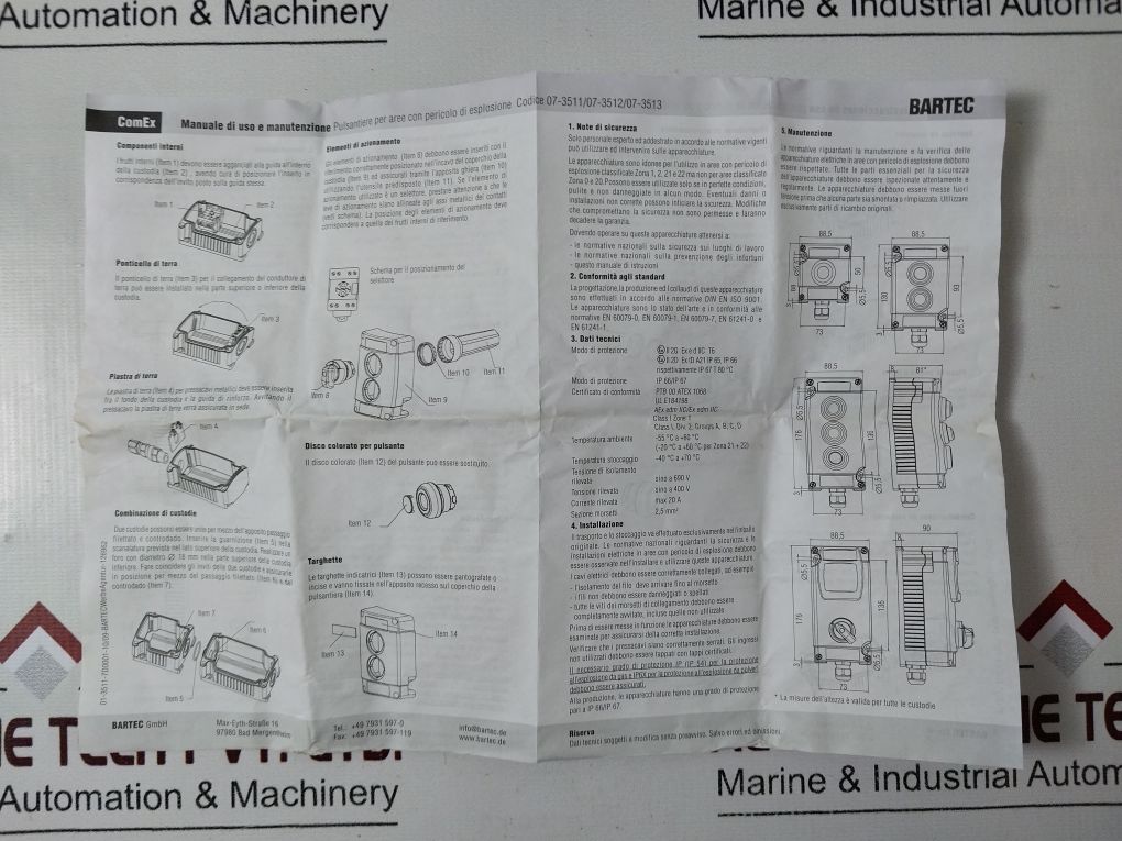 Bartec 07-351 Control Station 05-0041-0071