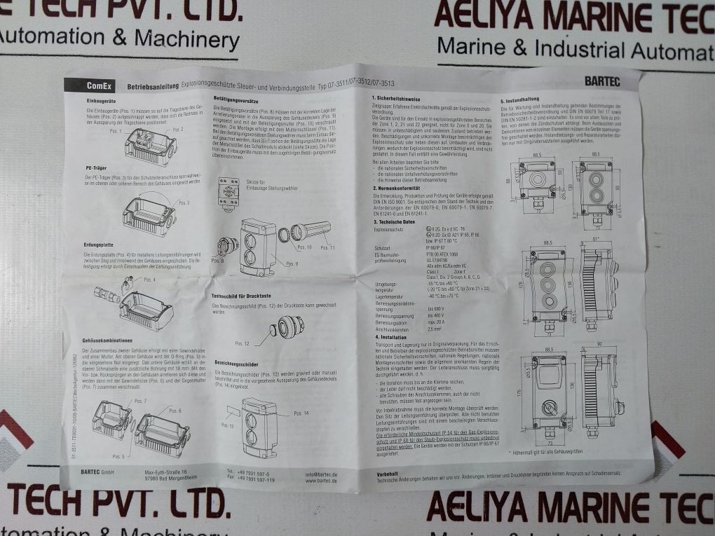 Bartec 07-351 Control Station 05-0041-0071