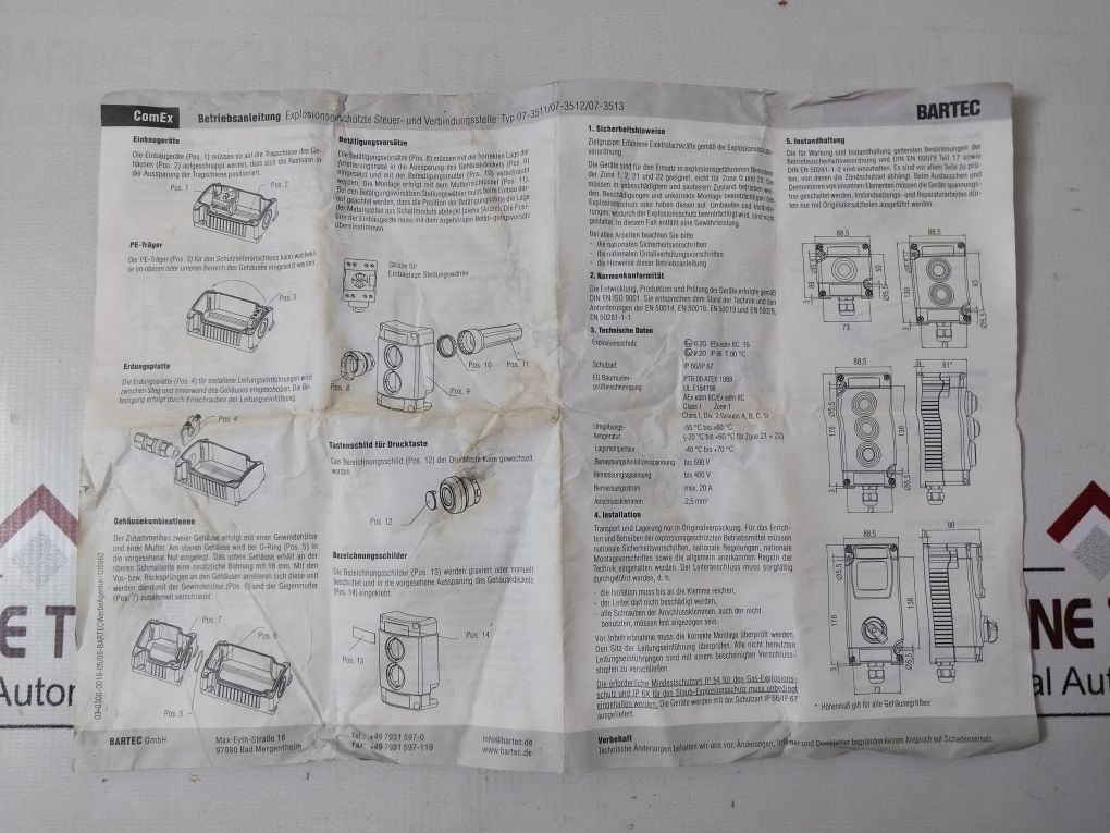 Bartec 07-3511 Emergency Stop Control Station