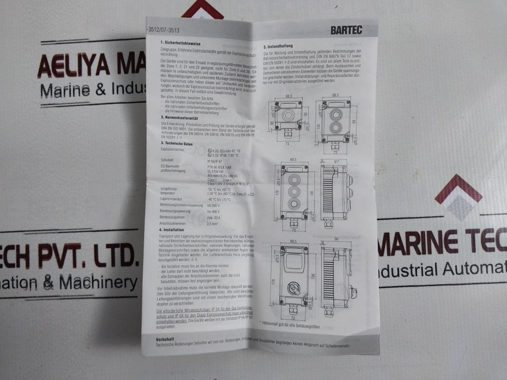 Bartec 07-3511 Emergency Stop Control Station