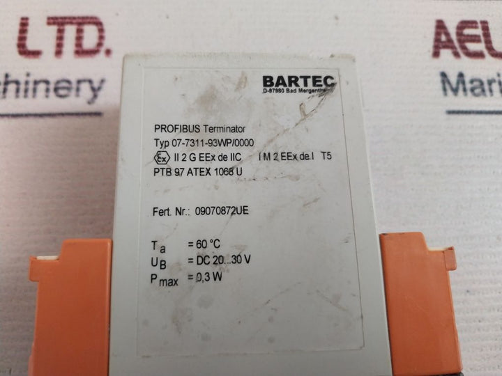Bartec 07-7311-93Wp/0000 Profibus Terminator 24V