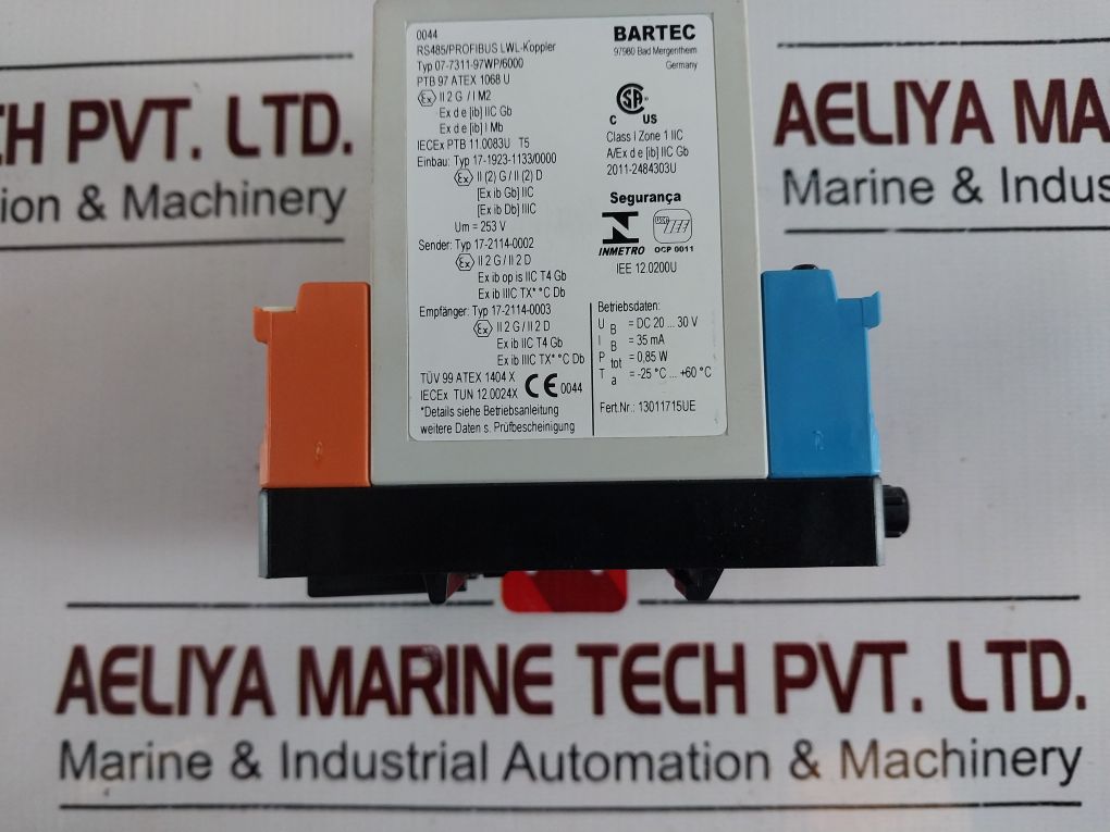 Bartec 07-7311-97Wp/6000 Rs485/Profibus Fibre Optic Coupler