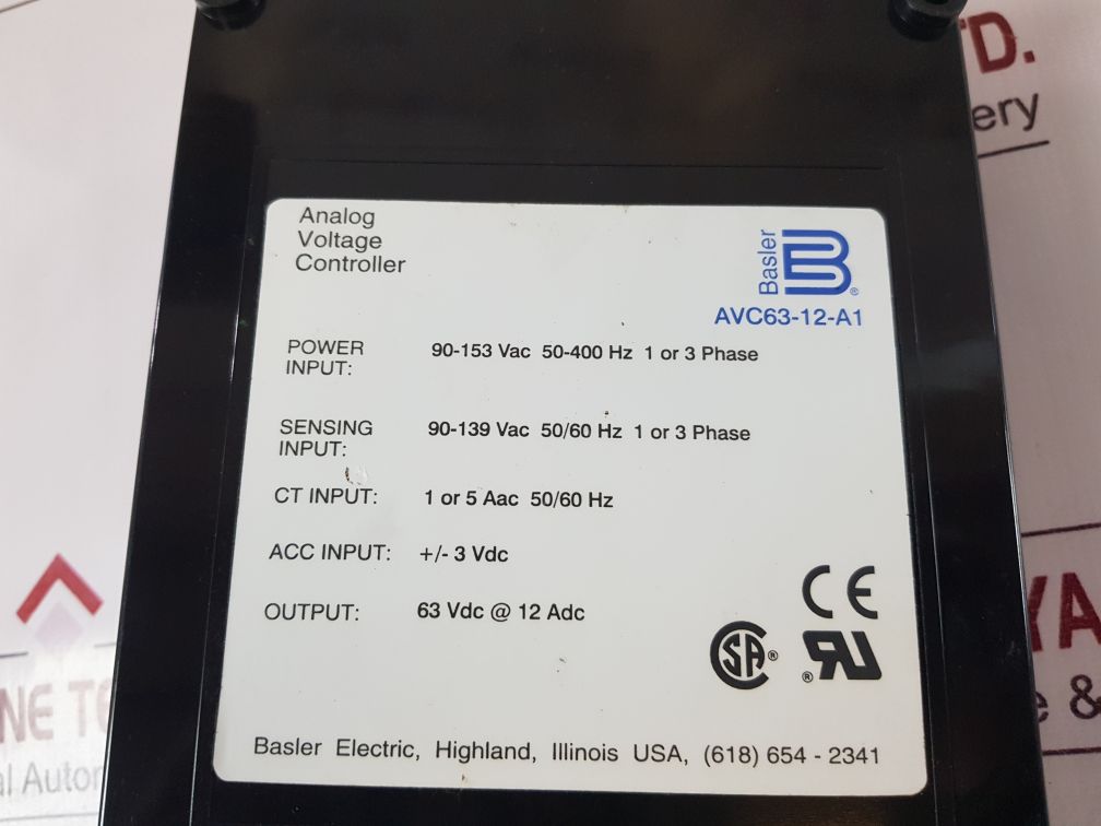 Basler Electric Avc63-12-a1 Analog Voltage Controller
