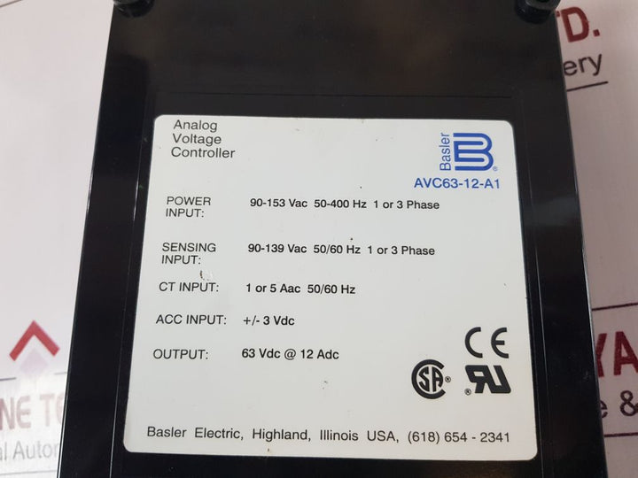 Basler Electric Avc63-12-a1 Analog Voltage Controller
