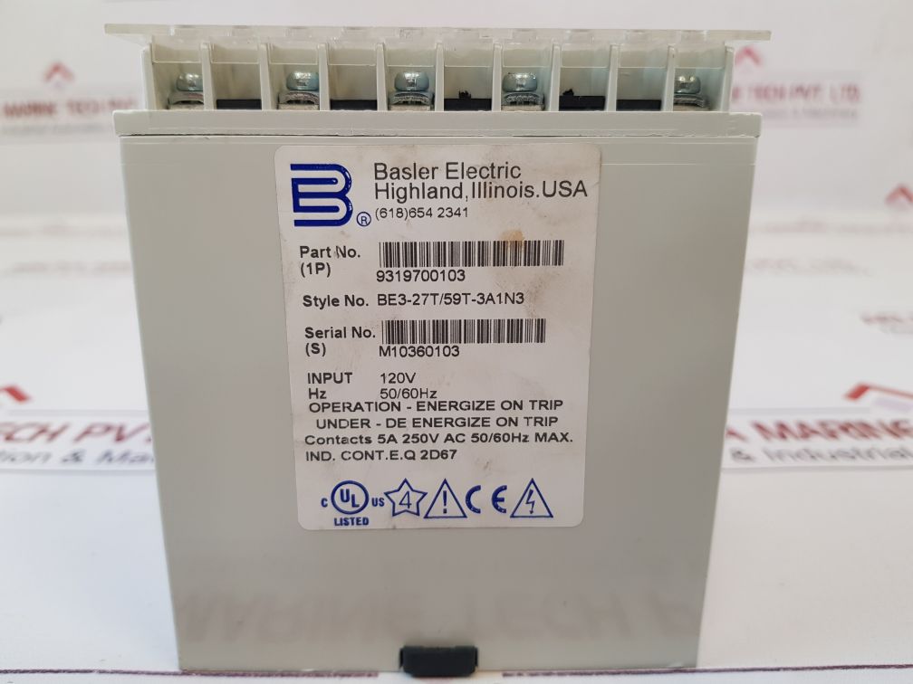 Basler Electric Be3-27T59T OverUnder Voltage Relay