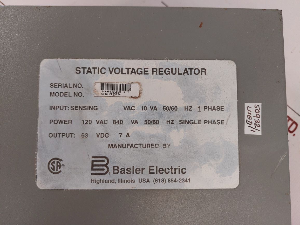Basler Electric Sr4A-2B15B3A Static Voltage Regulator