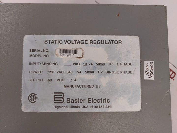 Basler Electric Sr4A-2B15B3A Static Voltage Regulator