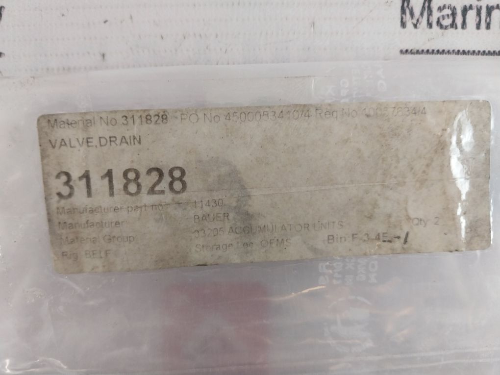 Bauer 011430 Condensate Drain Valve For Bauer Compressors