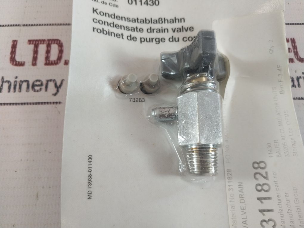 Bauer 011430 Condensate Drain Valve For Bauer Compressors