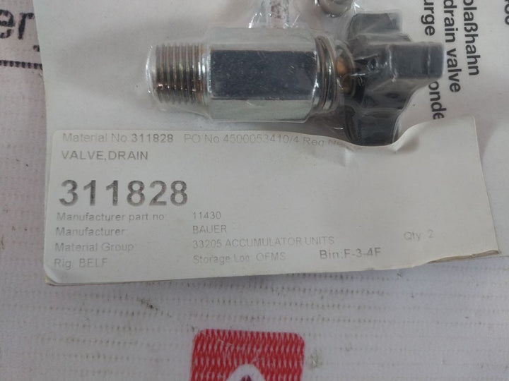 Bauer 011430 Condensate Drain Valve For Bauer Compressors