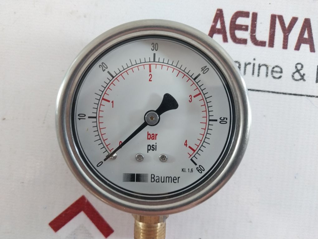 Baumer L503.59-03267 Kl. 1,6 Pressure Gauge 0-4 Bar,0-60 Psi