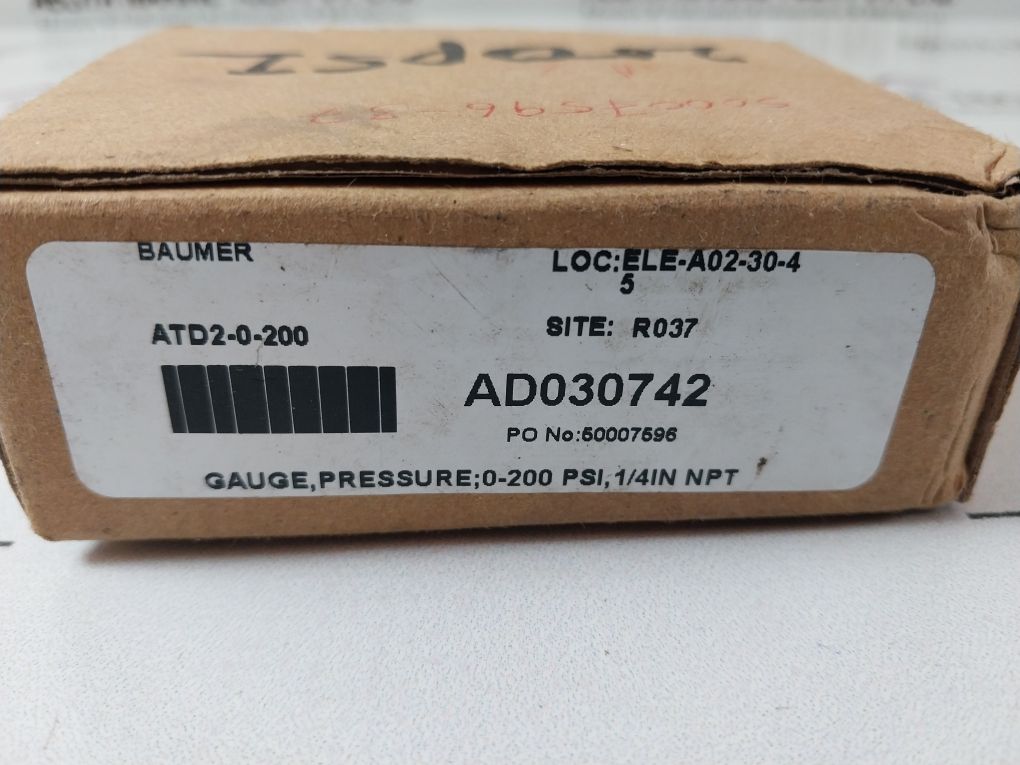 Baumer En837 Kl. 1,6 Prassure Gauge 0 To 200 Psi ,0 To 14 Bar