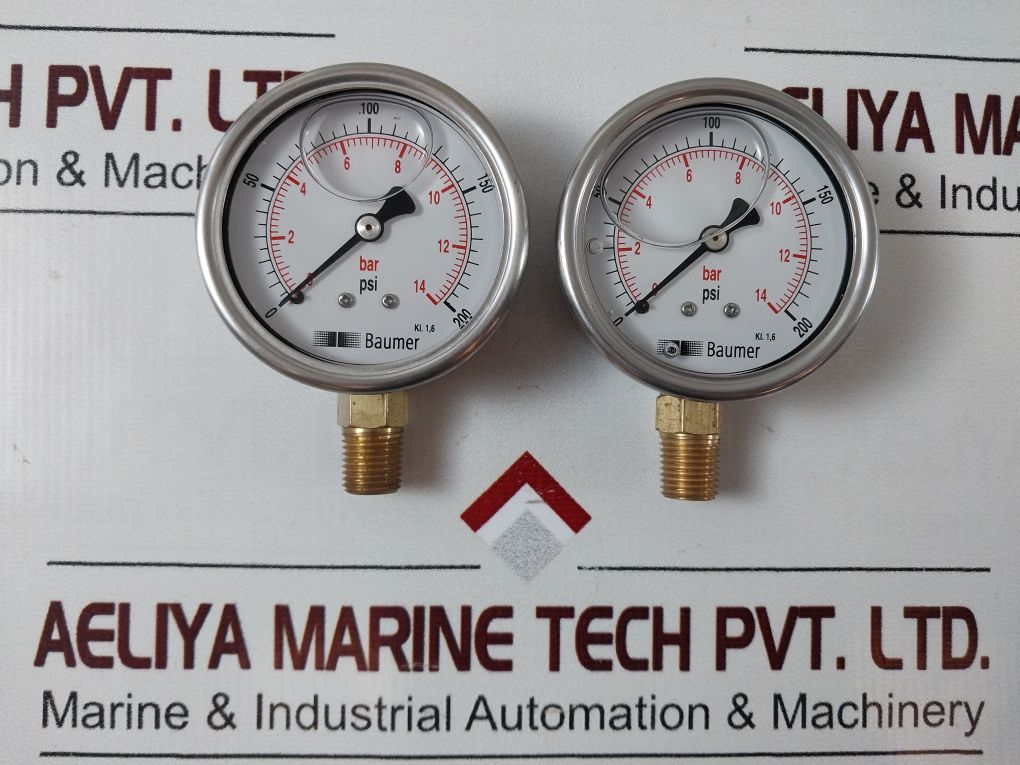 Baumer En837 Kl. 1,6 Prassure Gauge 0 To 200 Psi ,0 To 14 Bar