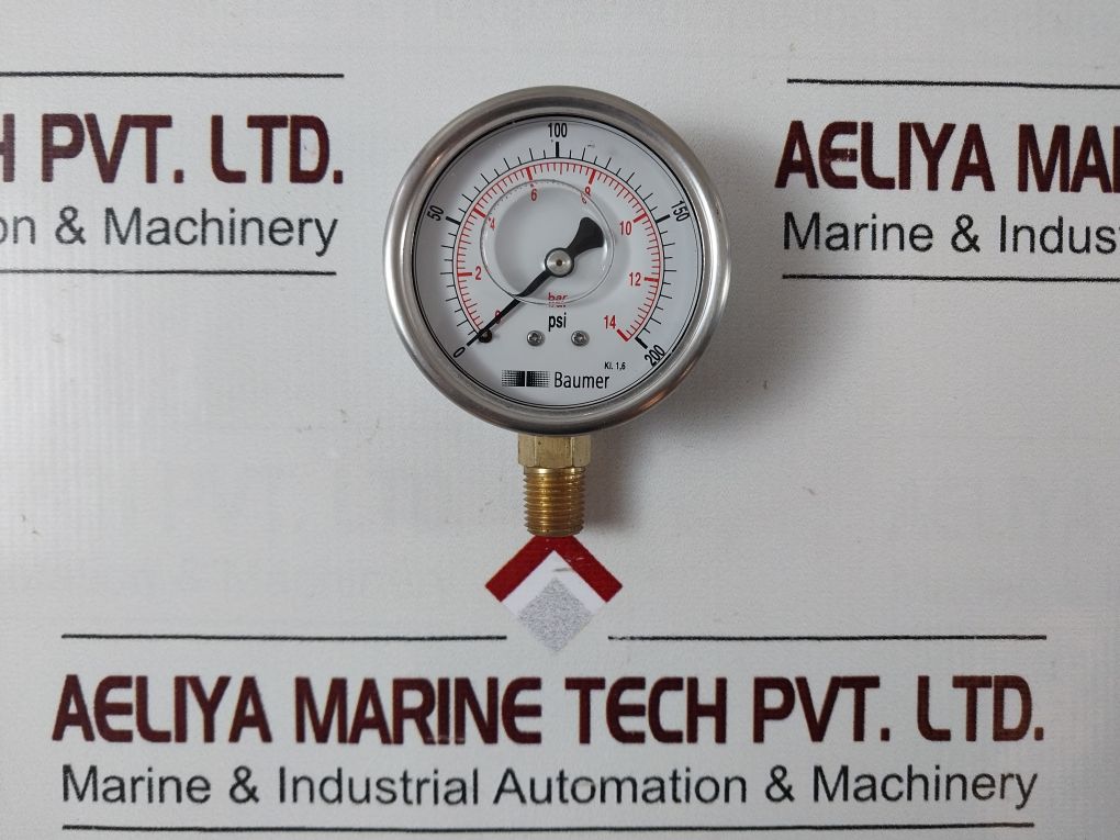 Baumer En837 Kl. 1,6 Prassure Gauge 0 To 200 Psi ,0 To 14 Bar