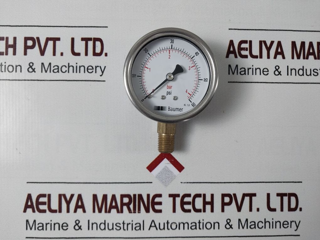 Lot Of 2X Baumer Kl. 1.6 Pressure Gauge 0 To 60 Psi ,0 To 4 Bar