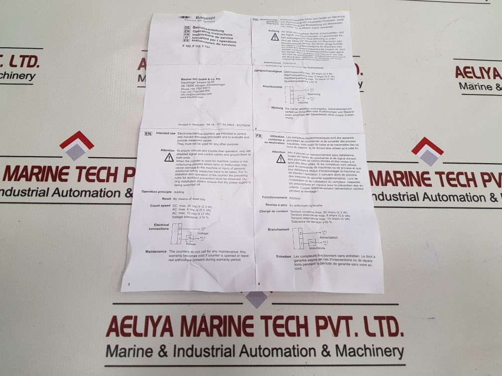 Baumer F 122.600Qc9D Flushing Count Device