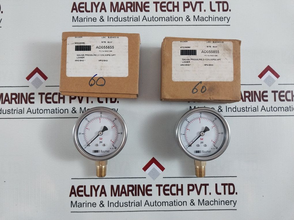 Baumer Gauge, Pressure 2-12In, 60Psi
