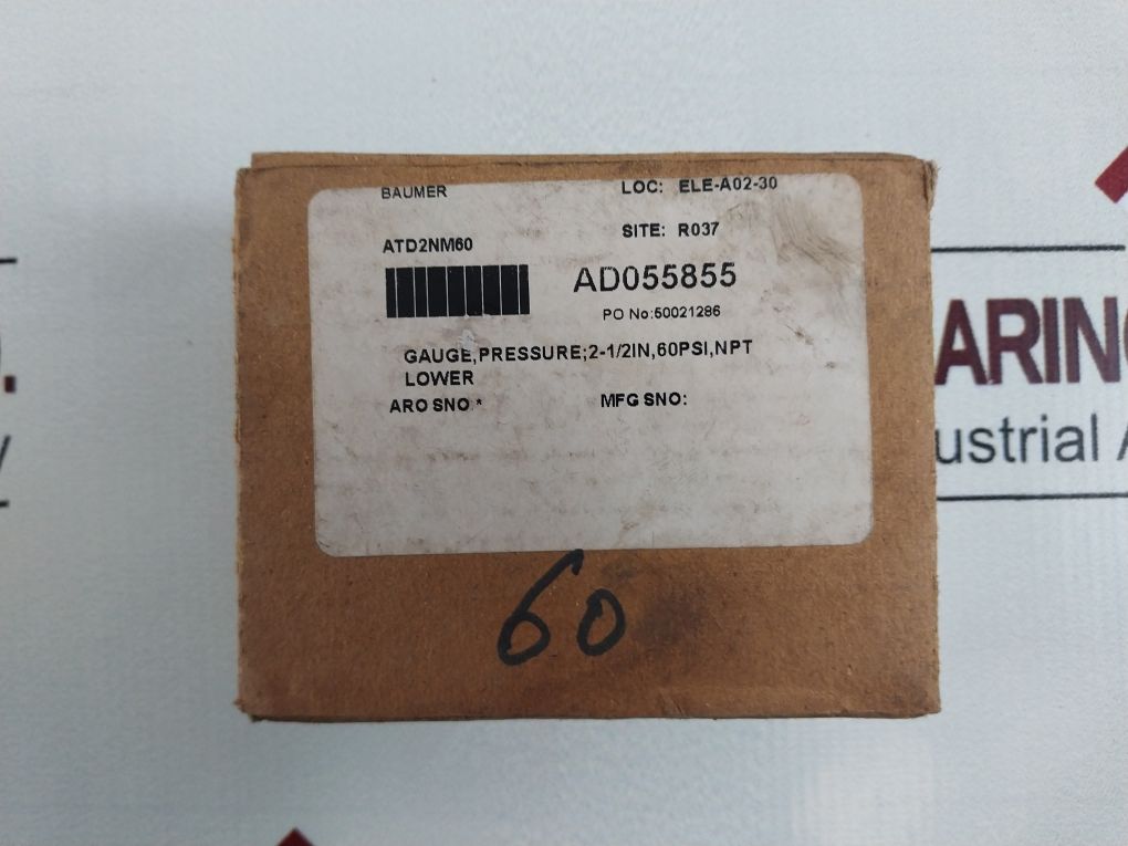 Baumer En837 Kl. 1.6 Pressure Gauge 0 To 60 Psi,0 To 4 Bar