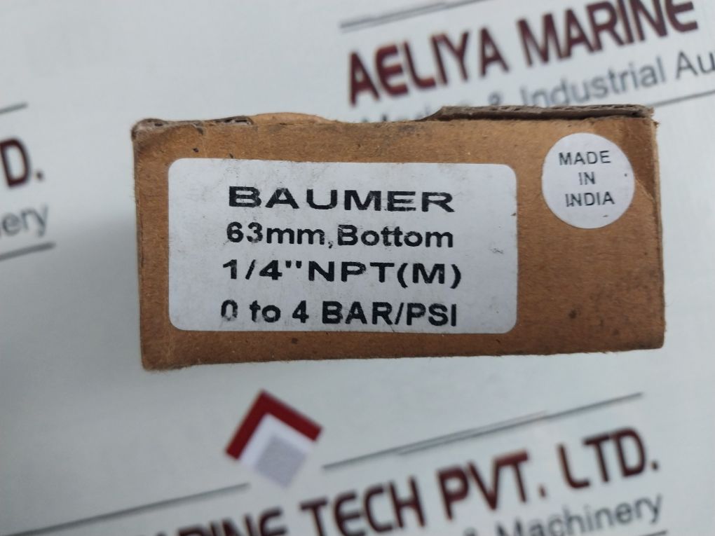 Baumer En837 Kl. 1.6 Pressure Gauge 0 To 60 Psi,0 To 4 Bar
